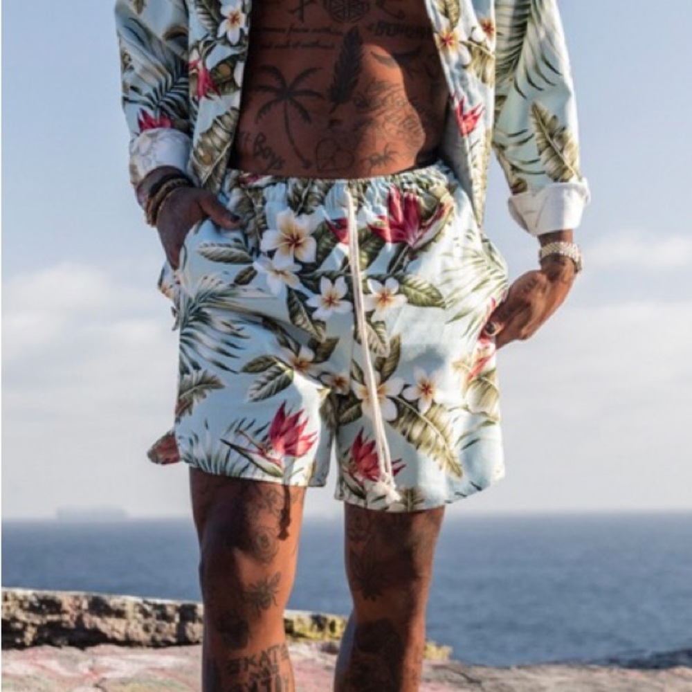 Jungle gurl x diamond collab men shorts jungle botanical print 🆕 sz. L kilkopela